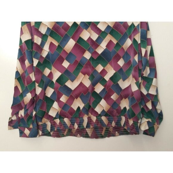 Womens Geometric print Shirt top 20W 2X multicolor ALFRED DUNNER collar buttonup - Picture 7 of 9